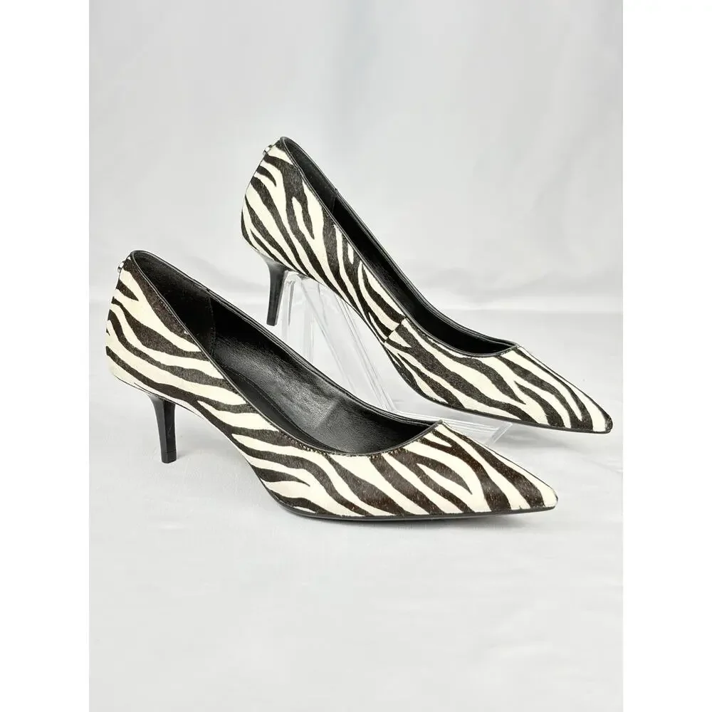 MICHAEL Michael Kors Zebra Calf Hair Kitten Heel Pumps Pointed Toe Women’s 6.5